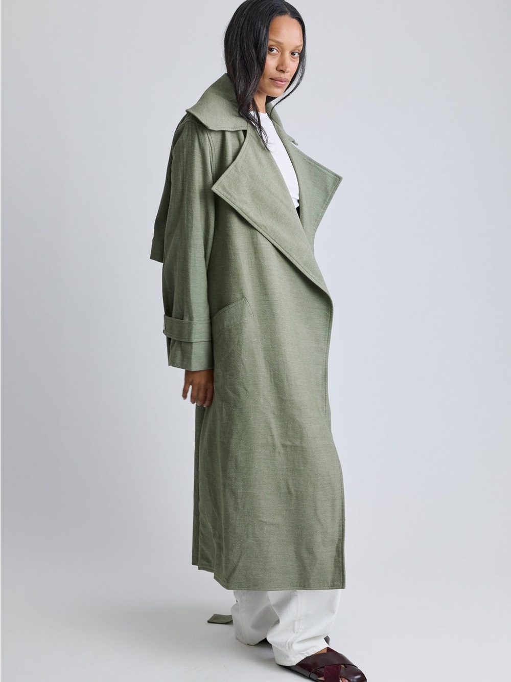 MARRAKSHI LIFE The Double-Lapel Trench Coat - Green